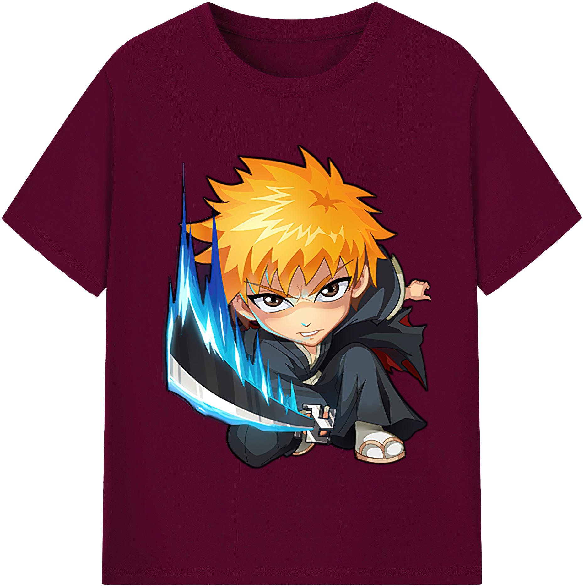 （画像用） ブリーチ 黒崎一護（くろさき いちご）BLEACH Kurosaki Ichigo レディースカジュアルプリントTシャツ（綿100％）